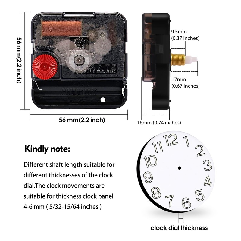 DEEWISH 12888 DIY Quartz Wall Clock Movement Set, Silent Mechanism