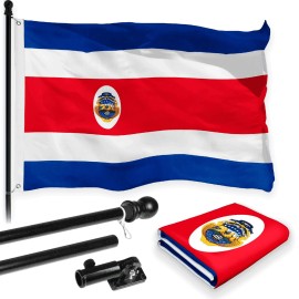 G128 Combo Pack: 6 Feet Tangle Free Spinning Flagpole (Black) Costa Rica Costa