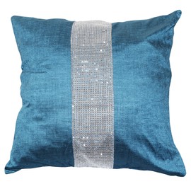 Emma Barclay Eclat - Diamante Panel Velvet Cushion Cover in Black - 17x17 (43x43cm)