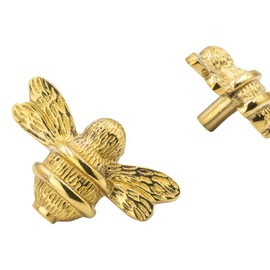 Brass bee 2 x Solid Drawer Knob Handles | Drawer Handle | Bee Cabinet knob | Cupboards, Doors, Cabinets & Drawers for Kitchen, Wardrobe, Chest, Drawer Pull (Gold)