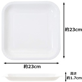 Strix Design DR-581 Paper Plates, Square Plates, 24 Pieces, White, Approx. 9.1 x 9.1 x 0.7 inches (23 x 23 x 1.7 cm), Surface Water Resistant, Oil-proof, Parties, Barbecues, Disposable Tableware,