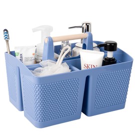 rejomiik Portable Shower Caddy Basket Plastic Cleaning Caddy Organizer Storage Tote with Handle for Bathroom, College, Dorm Room Essentials, Dark Blue