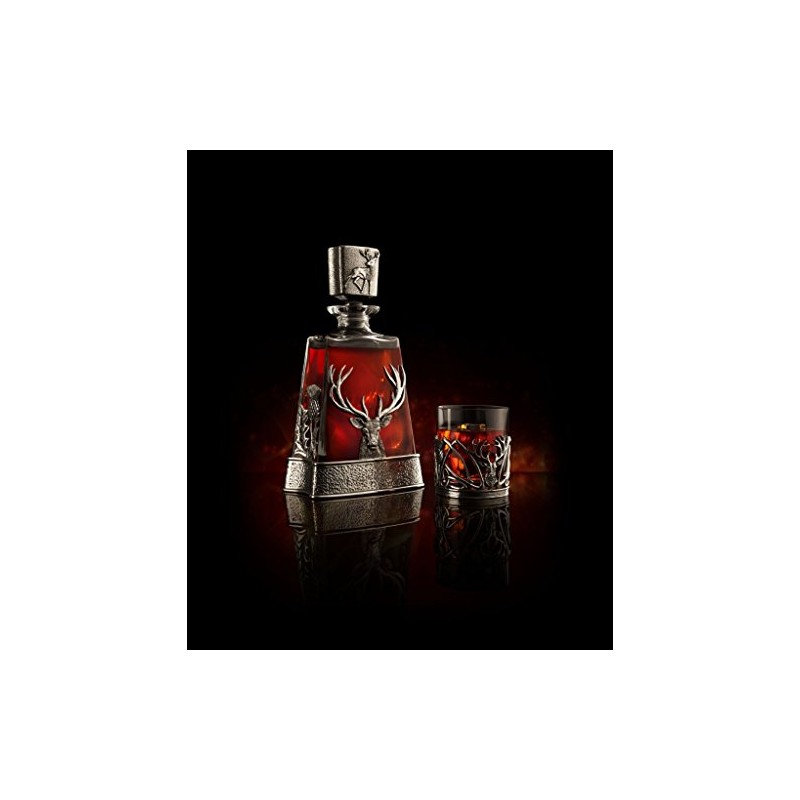 AE Williams Stunning Pewter Stag & Scottish Thistle Whisky Tumbler