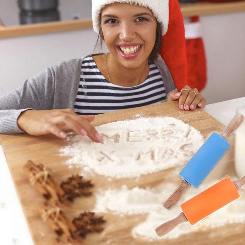 Koogel 9 Inch Mini Rolling Pin, 2 PCS Wooden Handle