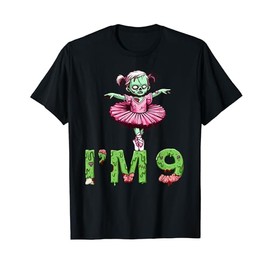 9th Birthday Party Zombie Ballerina Tutu Birthday I'm 9 Cute T-Shirt