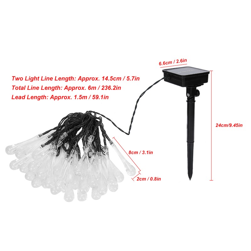 DropShaped 30 LED Solar String Light Waterproof Garden Decoration Light