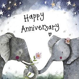 ALEX CLARK Happy Anniversary Elephants Foil Card