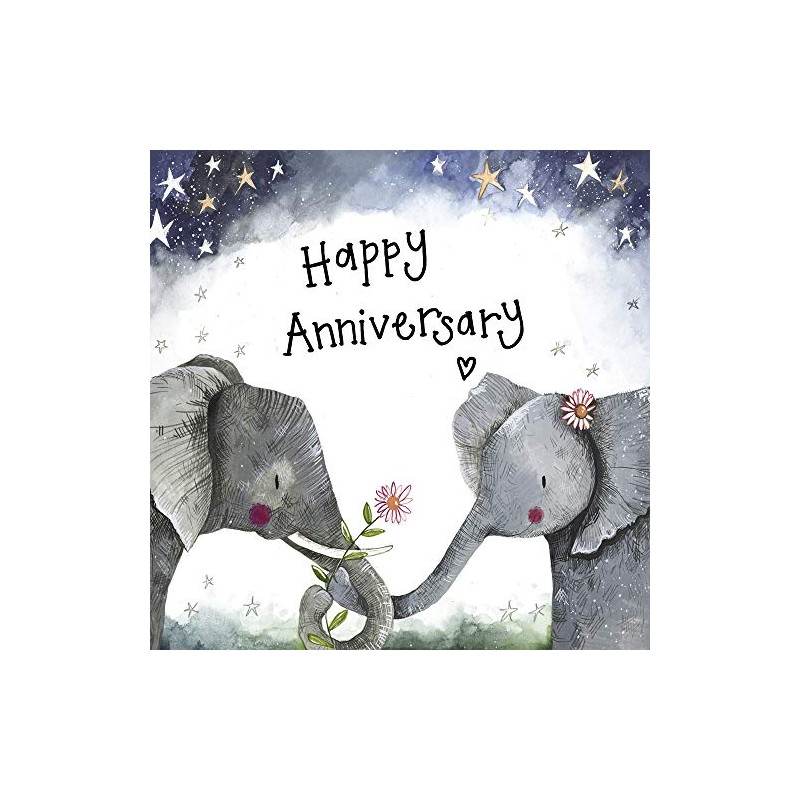 ALEX CLARK Happy Anniversary Elephants Foil Card
