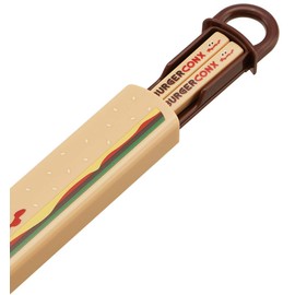 Skater ABS2AMAG-A Children's Antibacterial Slide Chopsticks Case Set, Burger Conx, Made in Japan