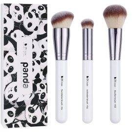 DUcare Makeup Brushes 3Pcs Powder & Concealer & Contour Kabuki Face Blush Bronzer Travel Foundation Makeup brush set Synthetic Cosmetic Tools White