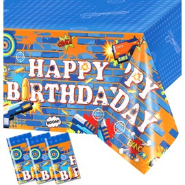 PHOGARY Dart Battle Tablecloths, 3 PCS Plastic Dart War Table Cloth Shooting Target Party Table Cover, Disposable Toy Gun Tablecloths, Gunfight Game Theme Birthday Party Decorations for Boy