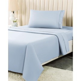 MISSQ Twin XL Size Bed Sheets Set - Cooling, Extra Soft, Wrinkle & Fade Resistant, Hypoallergenic - 4 Piece Hotel Luxury Microfiber Sheets with 16 Inch Deep Pocket, Twin XL, Cerulean Blue