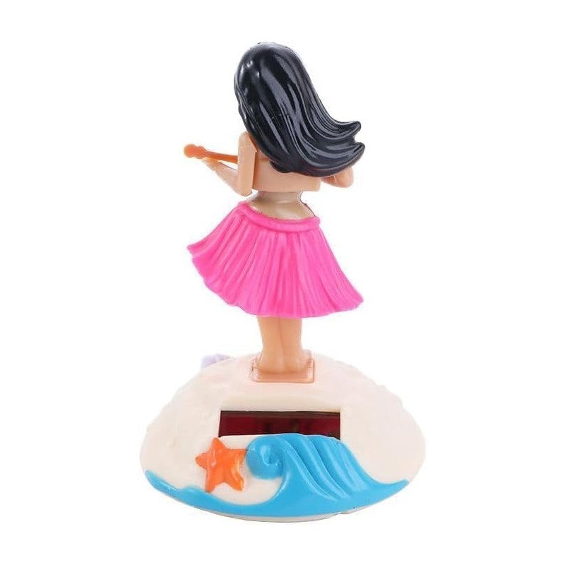 Pink Solar Powered Dancing Girl Swinging Hawaiian Girl Grass Skirt