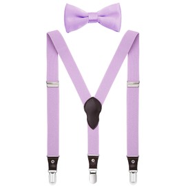 Shark Tooth Boys Bow Tie and Suspenders Set Wedding Lavender 30"