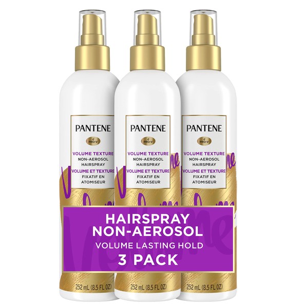 Pantene Hairspray Non-aerosol, Volume Lasting Hold, Pro-V, Body & Softness Texturizing, 8.5 fl oz, Triple Pack