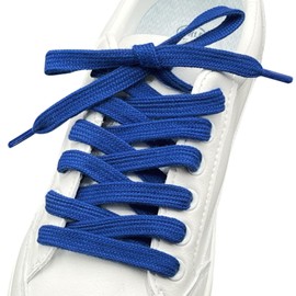 Dafannis 2 Pairs of Cotton Shoelaces, 9 mm Flat Wide Tear-Resistant Shoe Laces for Trainers, Sports Shoes, Trainers, Premium Replacement Shoelaces, darkblue