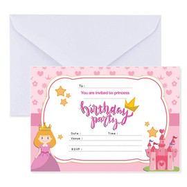 Papa Prints Pack of 32 Princess Birthday Party Invitations Kids Girls Birthday Card Kids (105 x 149 mm) Invitation Cards with Envelopes for Birthday