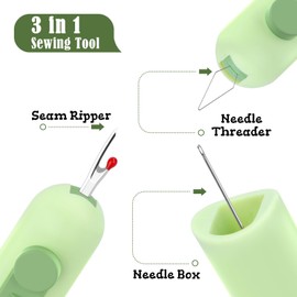 2025 3-in-1 Automatic Needle Threaders, Seam Ripper, Needle Box, 3PCS Thread Remover Tool for Hand Sewing, Sewing Kit Quick Loop Needle Threader