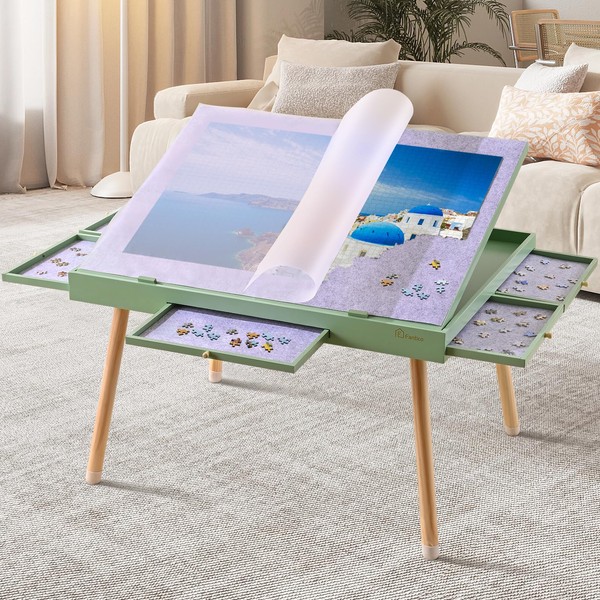 Fantico 1500 Pieces Wooden Jigsaw Puzzle Board with Legs, 35"x26.8"