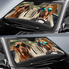 Generic Funny Vizsla Dog Driving Auto Sun Shade Car Windshield Window Cover,Handsome Dog Sun Visor UV Protector Sunshade for Car Truck Vehicle SUV Van,Animal Car Decor,Keep Your Vehicle Cool