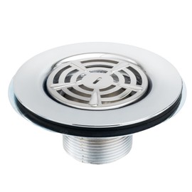 Factory RV Shower Pan Drain | Stainless Steel, Fits 3" Shower Pan Openings | 1 ½" Threaded Pipe Compatible | Low-Profile 2" Height, 2 ⅝" Strainer | Clog Resistant | Easy Installation for RV Bathrooms