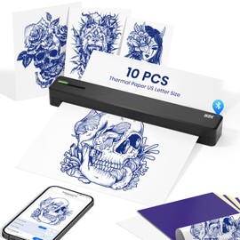 wbk® Tattoo Stencil Printer,Portable-Wireless-Bluetooth-Thermal-Inkless Tattoo Printer Machine with 10pcs Tattoo Transfer Paper,Compatible with Phone/Pc&Pad