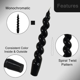 Taper Odorless Candles Black Spiral Candlesticks Smokeelee Tapered Candles Twisted Candlesticks Unscented Candle Sticks for Relaxation Ambiance Special Occasions