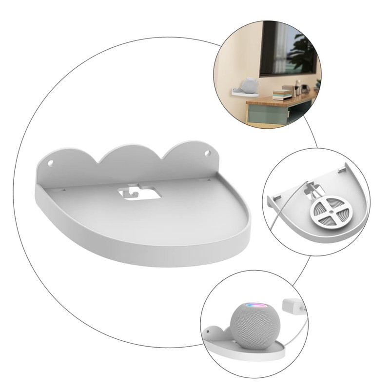 OSALADI Smart Speaker Shelf for Mini Wall-Mounted Audio Rack White