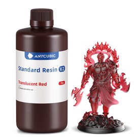 ANYCUBIC 3D Printer Resin, Upgraded 8K Standard Resin V2, Enhanced Toughness and Strength, Lower-Odor, High Precision 3D Printing for All LCD 3D Printers (Clear Red, 1kg)