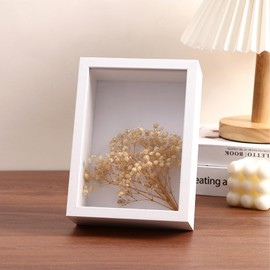 Box Frame 10X8 Photo Frames - 3D Shadow Box Frame Deep Picture Frame Wooden Display Wall & Tabletop Photo Frames Shadow Boxes for Crafts Wedding Memories 20.3X25.4 (White429,Depth 5CM)