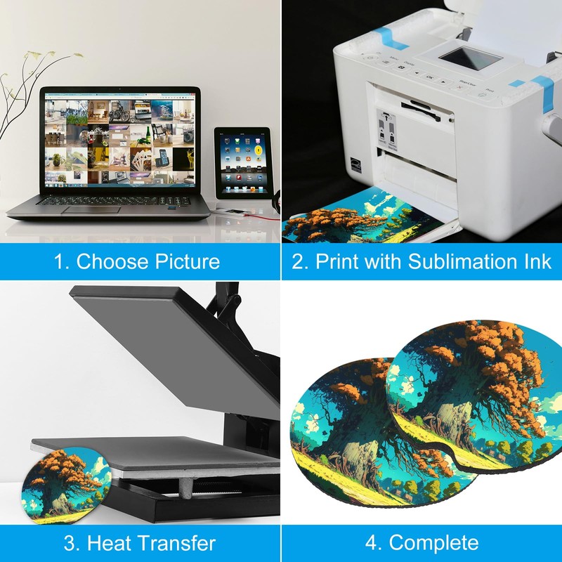 PATIKIL 2.8in Sublimation Coasters Blanks, 20pcs White Round Coasters