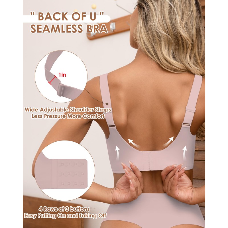 HORISUN Comfortable Wirefree Bras - Full Coverage Wireless Bras with