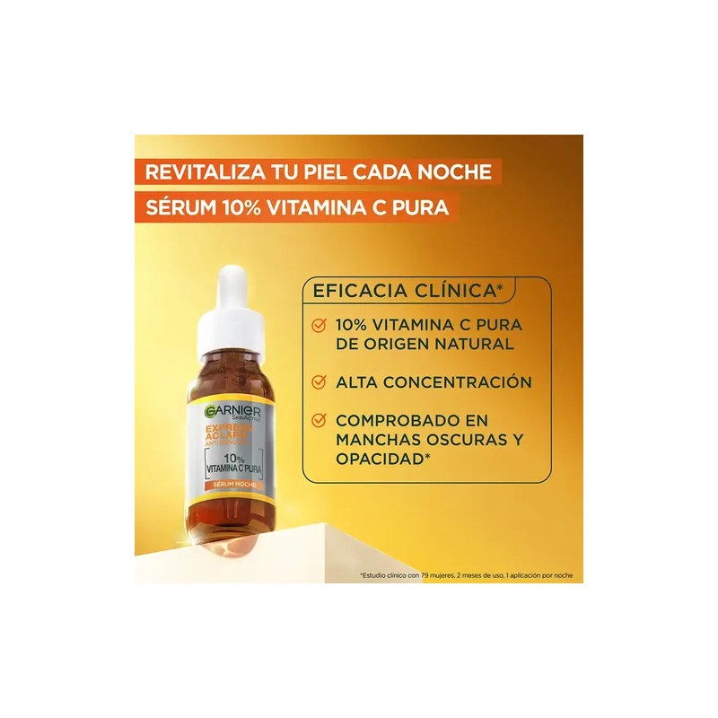 Garnier Express Aclara Sérum Noche Antimanchas con Vitamina C Pura,