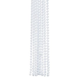 Fun Express - Pearl Beaded Necklace for Party - Jewelry - Mardi Gras Beads - Mot Round - Party - 12 Pieces