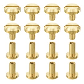 sourcing map 8Pcs Brass Chicago Screw, 10mm Concave Leather Rivets Belt Screw Binding Stud Nail Rivet Fasteners for Leathercraft Belt Jean DIY