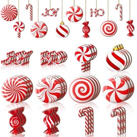 36pcs Candy Cane Ornament Sets for Christmas Tree- Colorful Wooden Christmas Ornaments for Tree, Christmas Tree Ornaments Set, New Year Party