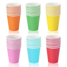 60 PCS Paper Cups Party Cups, 9 Ounce Disposable Multicolor Drinking Cups Biodegradable for Hot Drinks and Cold Drinks, DIY Crafts(6 Colors)