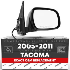 T1A Passenger Side Mirror Replacement - Compatible with 2005-2011 Toyota Tacoma - Powered Adjustment, Manual Folding, Convex Glass - Textured Black, 5H3P - OEM 87910-04170, TO1321256