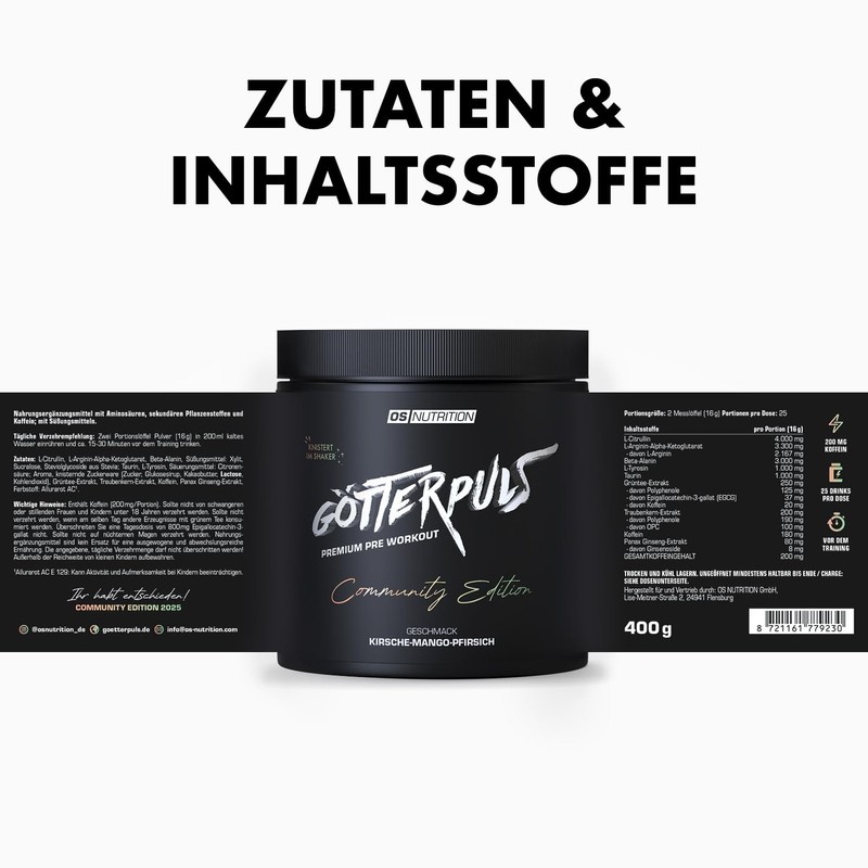 OS NUTRITION Götterpuls Premium Pre Workout Booster Community Edition 2025