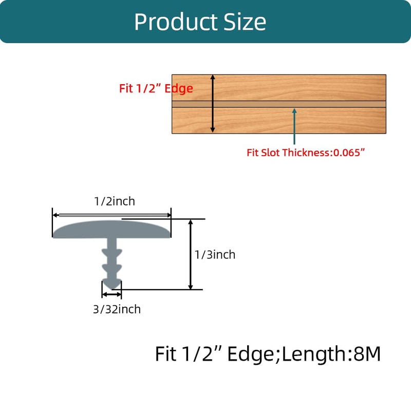 Tintvent T Rubber Trim Molding, Fit 1/2 inch Edge, Edging