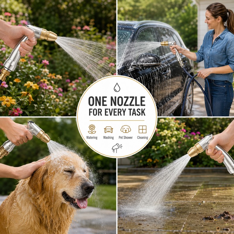 Heavy Duty Garden Hose Nozzle with Brass Tip for Lawn