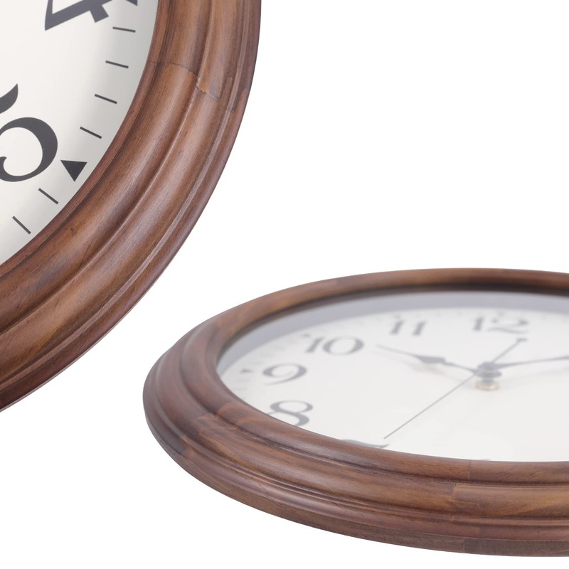 14 Inch Wood Wall Clock Retro Wooden Wall Clocks Battery
