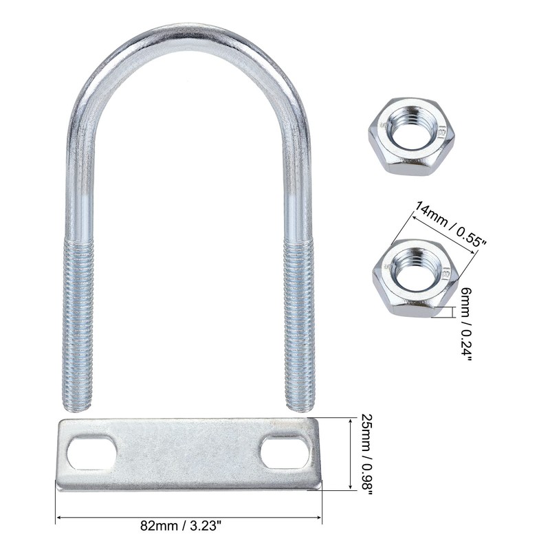 sourcing map Round U-Bolts 2 Sets 1.77"(45mm) Inner Width 100mm