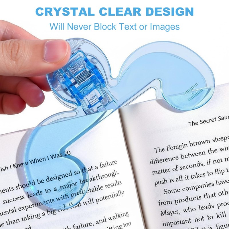AlustraVive Portable Book Page Holder Clip, Transparent Blue, 2 PCS