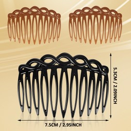 COMNICO French Side Combs 6 Pieces Hair Comb Clip Plastic Hair Side Combs Set Teeth Side Parting Comb Hair Comb Accessories Set (Black/Dark Brown)