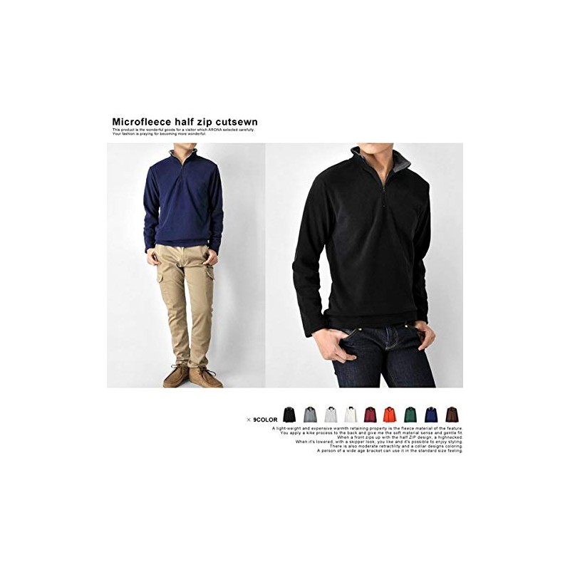 ARONA Fleece Men's Cut Saw Sweatshirt Warm Brushed Back Half