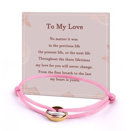 QianSiLi Good Luck Gifts Red String of Fate Bracelet Red Thread Bracelet For Women Soulmate Couple Bracelets Valentine'S Day Anniversary Birthday Gifts For Girlfriend Boyfriend Wife Him Her (Pink)
