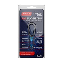 Llavero con conector magnético de latón de titanio EDC Mag Beads de llave segura de liberación rápida, mosquetón desmontable, fácil acceso, Azul / Patchwork, Medium