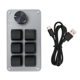 6 Key Mini Keypad with Knob RGB Light Blue Switch Wired Connection Plug and Play DIY Programmable One Handed Mechanical Keypad