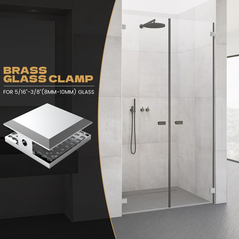 Shower Door Clamp, 2PCS 1.75" W*0.7" H Stainless Steel Clamp
